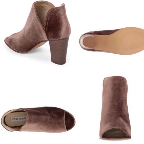 STEVE MADDEN KAITT Velvet Booties Open Toe Boots - Picture 8 of 8
